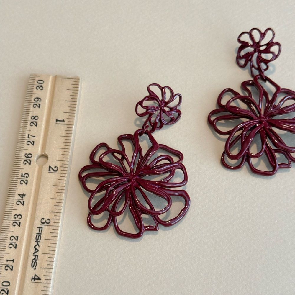Flower drop Earrings  N1366 - Picture 4 of 4